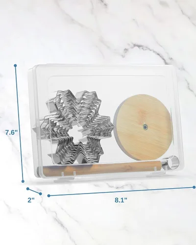 Vista 6 de Juego de Cortadores de Galletas de Copo de Nieve, 9 PCS Moldes de Galletas en Forma de Copo de Nieve, Galletas de Árbol de Navidad 3D con Exhibidor