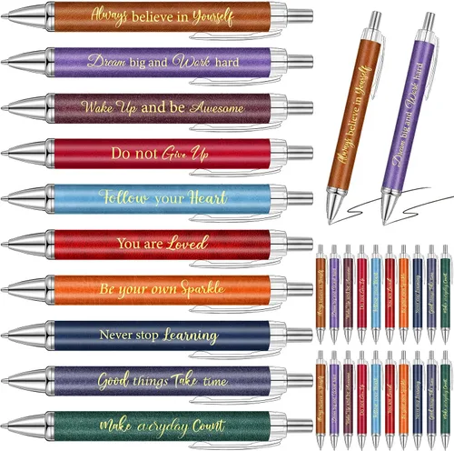 Vista 7 de Yeaqee 50 bolígrafos motivacionales a granel con diferentes citas inspiradoras para mujeres, regalos inspiradores, bolígrafos a granel