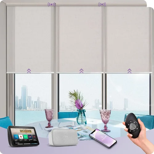 Vista 15 de Graywind Persianas enrollables inteligentes acopladas compatibles con Alexa Google, tamaño personalizado extra grande, persianas motorizadas