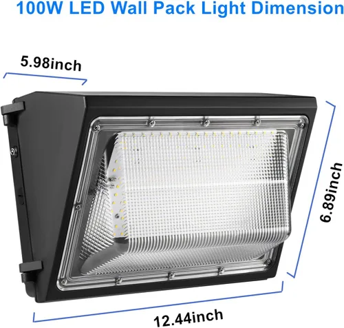 Vista 6 de Paquete de 4 lámparas LED de pared de 100 W del anochecer al amanecer, 13000LM 400-600W equivalente a HPS/HID, iluminación de seguridad al aire