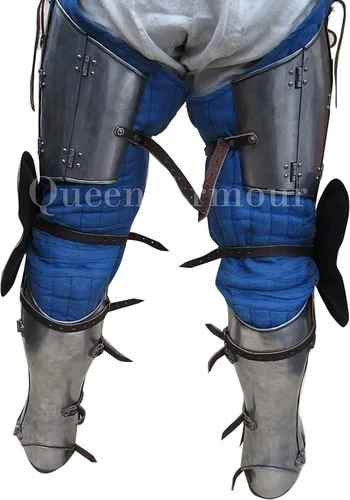Vista 4 de Medieval Conjunto completo de piernas estilo Milán Pierna alemán gótico placa piernas alemán gladiador burgonet casco europeo Hervidor odio vikingo