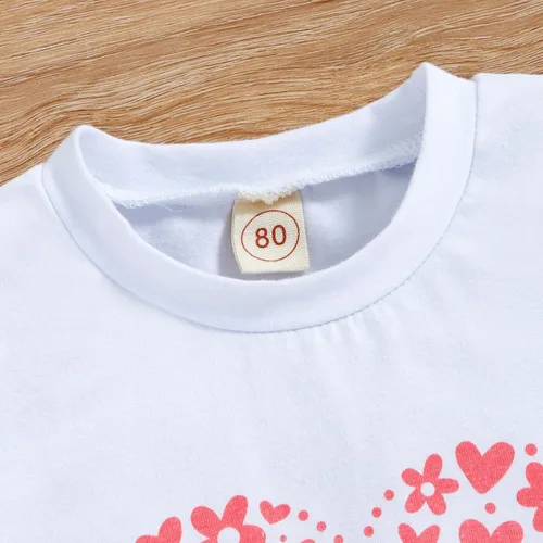 Vista 5 de Toddler Girls Valentine's Day Short Sleeve Letter T Shirt Pullover Tops Bell Bottoms Pants Kids Infant Girl