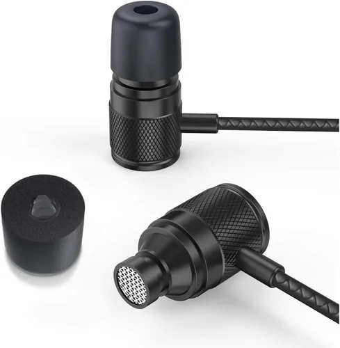 Vista 8 de LUDOS Auriculares con cable ultra intraauriculares, 5 años de garantía, auriculares con micrófono, auriculares con cancelación de ruido, espuma