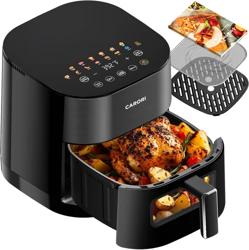 Vista 14 de CARORI Freidora de aire de 6 cuartos con ventana de visión, 12 preajustados, gran capacidad, 400 ℉ máximo crujiente, 1700 W comidas rápidas incluso