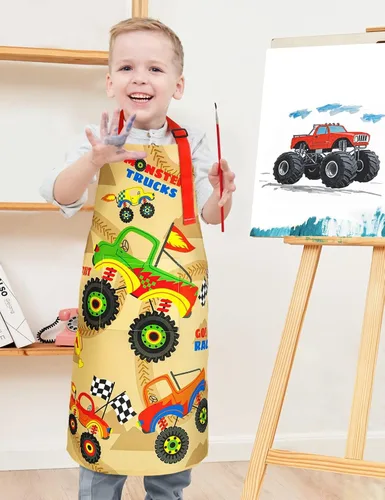 Vista 5 de Paquete de 2 delantales para niños pequeños, delantales artísticos para niños pequeños
