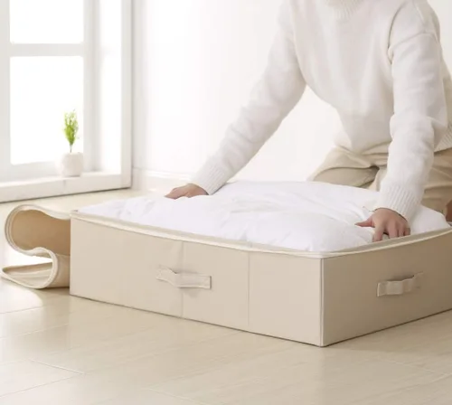 Vista 7 de iwill CREATE PRO Contenedores organizadores plegables de almacenamiento para zapatos debajo de la cama con tapa, cesta organizadora de ropa debajo
