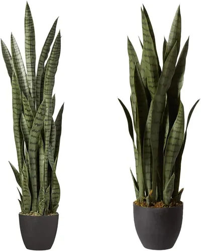Vista 8 de Nearly Natural Sansevieria de 46 pulgadas + plantas de seda Dracaena de 48 pulgadas (verde)