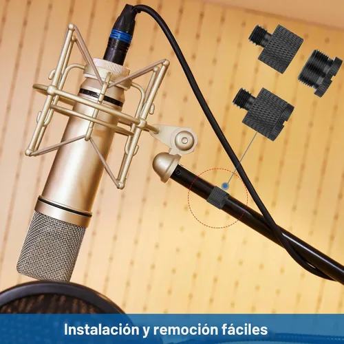 Vista 4 de Juego de adaptadores de soporte de micrófono, 8 adaptadores de rosca de micrófono, 5/8 hembra a 3/8 macho y 3/8 hembra a 5/8 macho, 5/8 hembra a 1/4