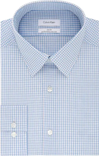Vista 3 de Calvin Klein Men's Dress Shirt Non Iron Stretch Slim Fit Check