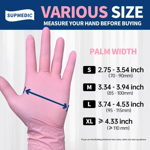 Vista 7 de Supmedic Nitrile Exam Gloves, Powder-Free Latex-Free Disposable Glove for Medical Cooking Esthetician Cleaning, 1000 Pcs