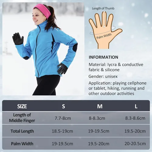 Vista 6 de Guantes de ciclismo cálidos de invierno para hombre, pantalla táctil térmica, ligeros, para clima frío, delgados, resistentes al viento, para mujer