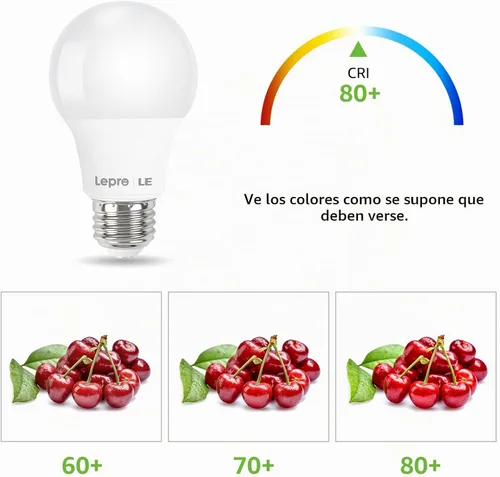 Vista 5 de Lepro Bombillas LED equivalentes a 60 vatios, 9 W, 800 lúmenes, no regulables, blanco cálido 2700 K, base media estándar A19 E26, 10000 horas