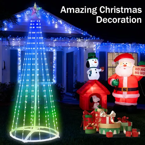 Vista 3 de Hoofun Luces de árbol de Navidad para decoraciones al aire libre: árboles de Navidad iluminados inteligentes de 6 a 8 pies, control de aplicación