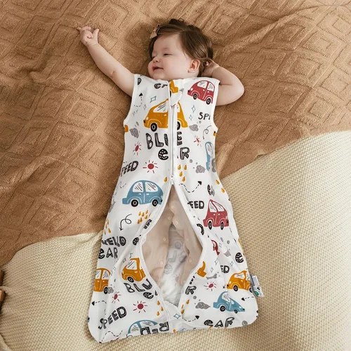 Vista 3 de HOUSABY - Manta de algodón para bebé, saco de dormir de algodón para verano, 1 saco de dormir unisex para niños pequeños, 0.5 TOG con cremallera