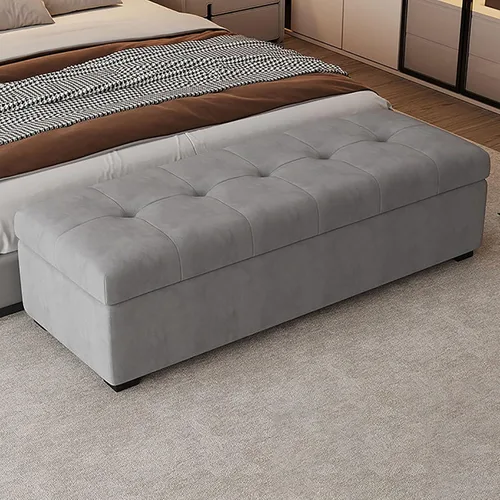 Vista 8 de Leather Storage Ottoman Bench for Bedroom, Upholstered End of Bed Bench with Metal Support Lift, Entryway for Living Room, Solid Wood Frame, Easy