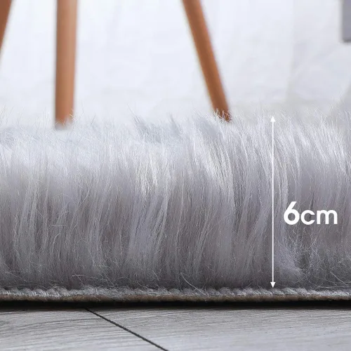 Vista 2 de Alfombra de pelo de oveja sintética QHWLKJ suave y esponjosa para sillón o sofá, mantita tipo alfombra para el sofá, el dormitorio, salón, suelo