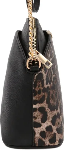 Vista 3 de FashionPuzzle Bandolera pequeña con estampado de leopardo con correa de cadena