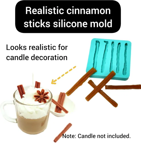 Vista 3 de Molde de silicona de canela 5 cavidades - Molde para hacer velas - Molde de resina - Molde de jabón Molde flexible de canela realista MS2006