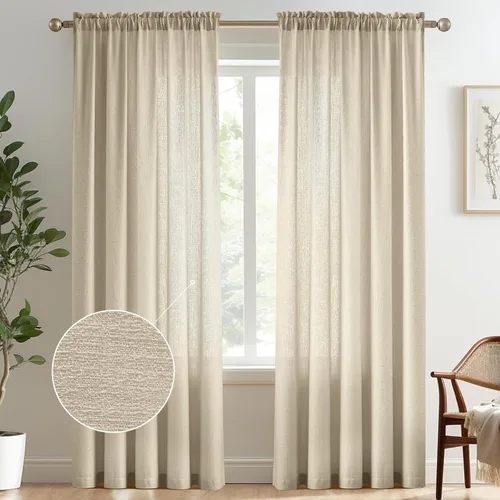 Vista 28 de Melodieux Cortinas de Niveles Semitraslúcidas Negras de 24 Pulgadas de Largo para Cocina, Cafetería, Dormitorio, Ventanas Pequeñas, Aspecto de Lino