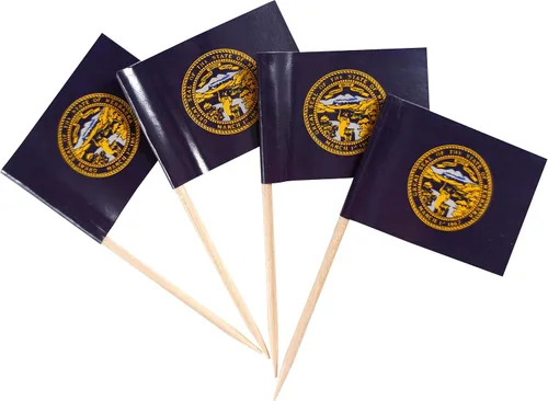 Vista 16 de QQSD Bandera de palillo de dientes de Alabama para decoración de cupcakes, 100