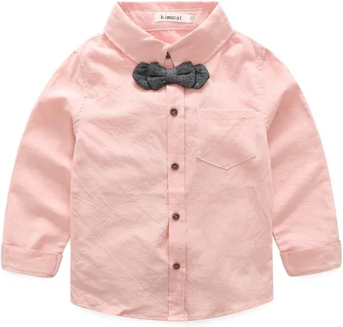 Vista 2 de Conjunto de ropa de algodón de manga larga con corbatín + chaleco + pantalones para niños