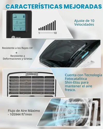 Vista 6 de Kohree Ventilador de ventilación de RV, 14x14, todo en uno, de lujo