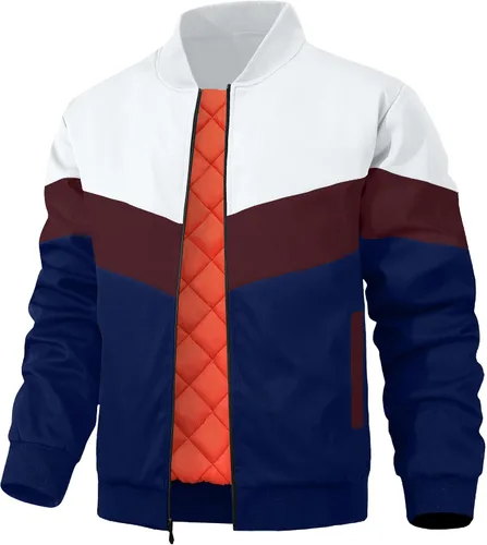 Vista 8 de HYPESTFIT Chaqueta bomber para hombre, casual, resistente al viento, para otoño e invierno, abrigos, acolchados, con aislamiento