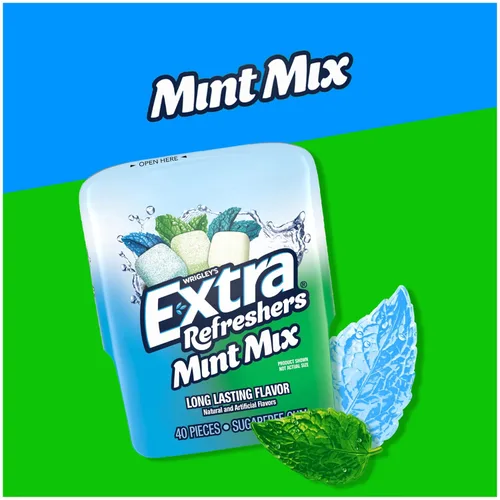 Vista 3 de EXTRA Chicle Refreshers Mint Mix, botella de 40 piezas de 3.21 onzas (paquete de 6)