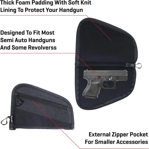 Vista 3 de Auto-Fit Handgun Case, 9 Inch, Black