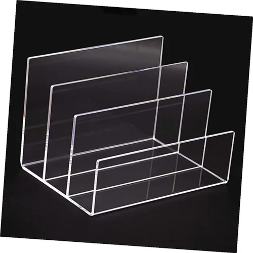 Vista 3 de Organizador de archivos de acrílico transparente, soporte de escritorio con múltiples compartimentos para libros, documentos, oficina en casa