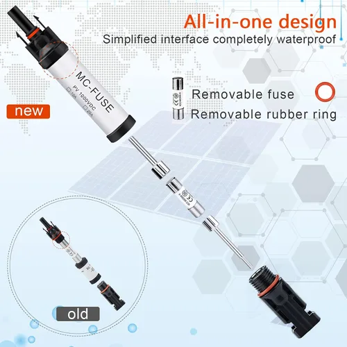 Vista 3 de Conector de fusible solar de 30 A IP68, resistente al agua, 1000 V, portafusibles en línea de 30 A, conector macho y hembra, resistente al agua