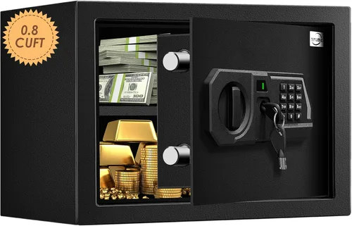 Vista 12 de Tenamic Caja de seguridad digital electrónica de 0.23 pies cúbicos, caja de seguridad digital con teclado, caja fuerte para gabinete, acero