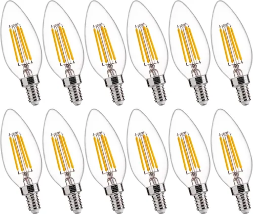 Vista 9 de FLSNT Bombillas LED ámbar para candelabros equivalentes a 40 W, bombillas LED B11 E12, 2200 K blanco cálido, regulable, 330 lm, 96 unidades UL