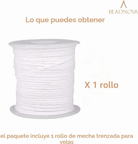 Vista 3 de BEADNOVA Carrete trenzado de mecha de vela de 200 pies, núcleo de rollo de algodón, mecha trenzada para fabricación de velas y bricolaje