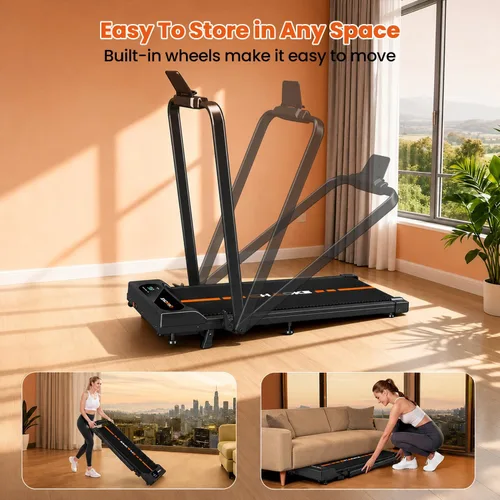 Vista 8 de Caminadoras para el hogar con 7.5 MPH, altavoz integrado, cintas de correr plegables de 3.0 HP con inclinación del 10%, máquina de correr compacta