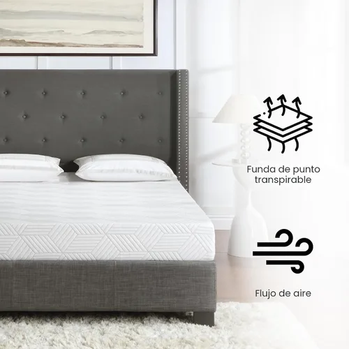 Vista 5 de Colchón de Cama Tamaño Twin de Espuma Viscoelástica con Gel en una Caja, Firmeza Media y Buen Soporte, Diseño Removible y Lavable, Tela