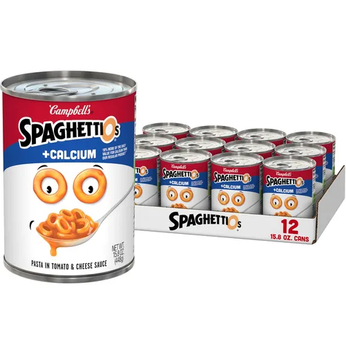 Vista 29 de SpaghettiOs Pasta enlatada con albóndigas A to Z's, lata de 15.6 onzas