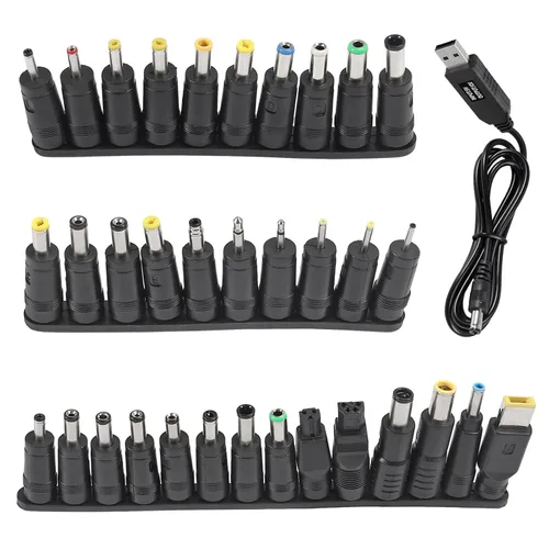 Vista 7 de AITRIP 10 unids/set DC 5.5X 0.083 in hembra de ángulo recto conector conector conector adaptador de corriente macho universal con cable