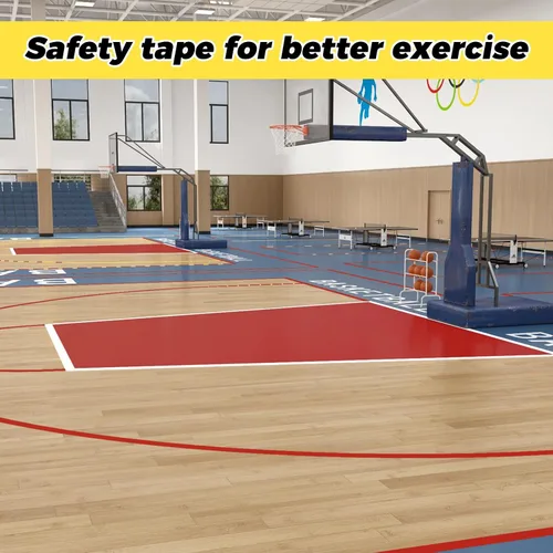 Vista 4 de SWRT Cinta de Marcado de Piso Roja de 2" x 110 pies y Cinta de Empalme de Baile, Cinta de Precaución para Piso de Gimnasio, Cinta de Rayas