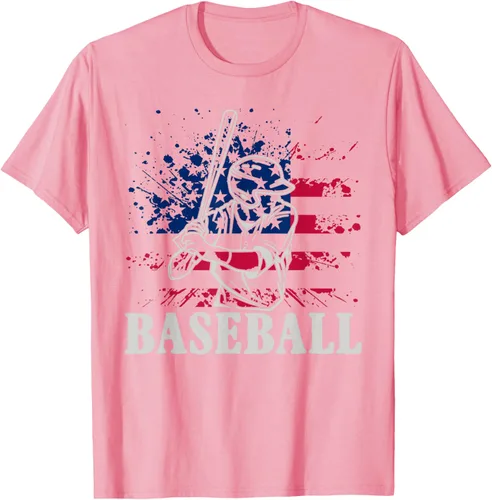 Vista 78 de Camiseta de béisbol deportiva estadounidense con bandera estadounidense, Negro, S