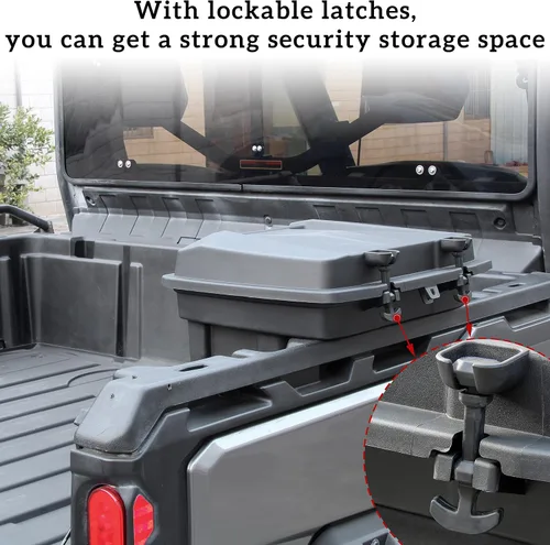 Vista 2 de SAUTVS Caja de almacenamiento de carga de doble capa de 20L para Can-Am Defender, caja de carga trasera extraíble para maletero de cama Can Am