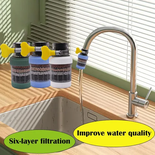 Vista 6 de Paquete de 3 filtros de montaje en grifo, filtro de agua de grifo con carbón activado que elimina el fluoruro de cloro, metales pesados, agua dura