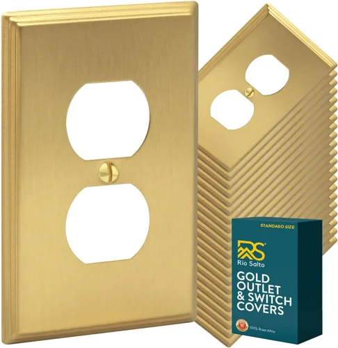 Vista 16 de Rio Salto BRASS Deco Collection - Placa de pared ciega de metal dorado de tamaño estándar, cubierta de salida resistente a la corrosión