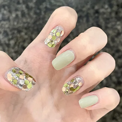 Vista 37 de LIGHT RAIN - Uñas a presión medianas con diseño de galaxia Andromeda, de lujo, reutilizables, de siete capas, con acabado UV, uñas postizas hechas a