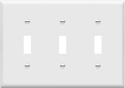 Vista 20 de ENERLITES - Placa de pared para interruptor de palanca triple sin tornillos, cubierta de interruptor de luz segura para niños, tamaño estándar de 3