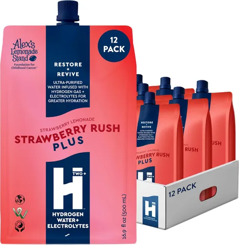 Vista 15 de HTWO Plus Agua de hidrógeno molecular con electrolitos, sabor a limonada de uva, paquetes de hidratación sin azúcar, paquete de 6 unidades de 16.9