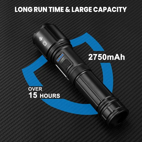 Vista 4 de Linterna recargable de 990,000 lúmenes altos, paquete de 3 luces LED con 5 modos, linterna de mano impermeable para campamento, hogar, exterior (2)
