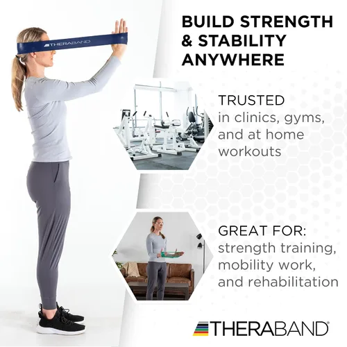 Vista 4 de Banda de látex profesional de resistencia TheraBand para pilates, crossfit, yoga, tonificación, estiramiento, entrenamiento de fuerza sin pesas