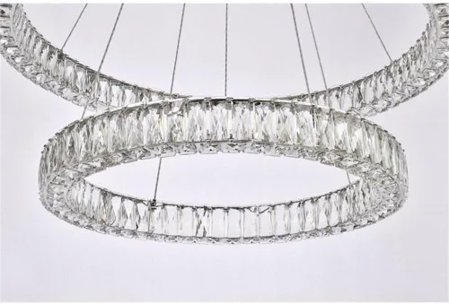 Vista 5 de Elegant Lighting Interior Moderno Brillante Hogar Decorativo Iluminación De Techo Monroe 36 Pulgadas LED Lámpara De Anillo Doble - Cromo