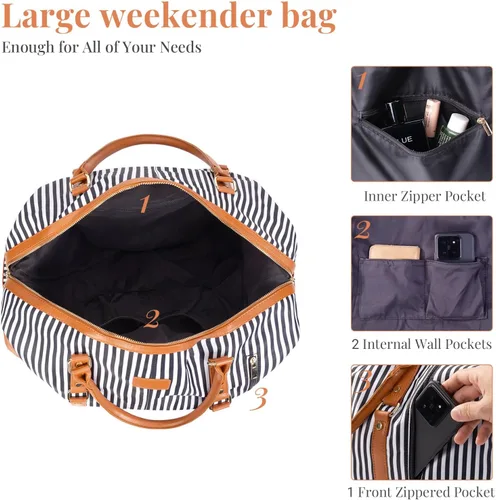 Vista 10 de Oflamn Bolsa de fin de semana para mujer, bolsa de lona para la noche, bolsa de viaje grande, bolsa de viaje con compartimento para zapatos, juego